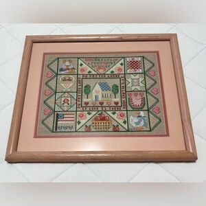 Vintage Framed Cross Stitch Goose - Ellis Pottery
